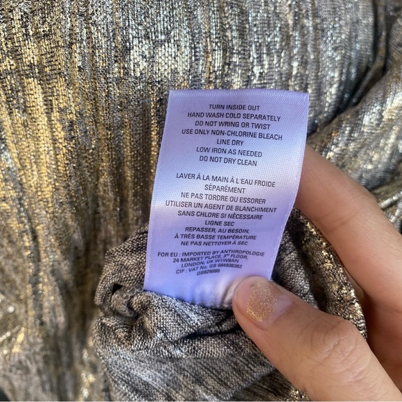 Moulinette Soeurs by Anthropologie shimmer silver gold festive tank top S - Picture 11 of 13